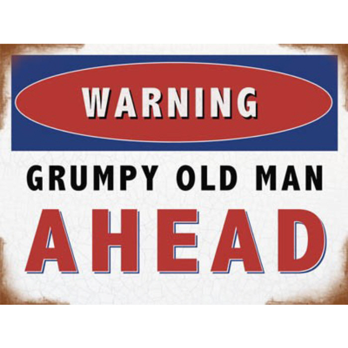 Metal Fridge Magnet (HU): Warning - Grumpy Old Man Ahead