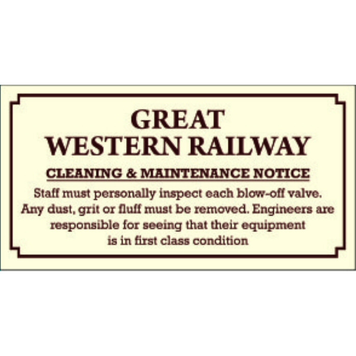Replica E/S: G.W.R - Cleaning & Maintenance Notice