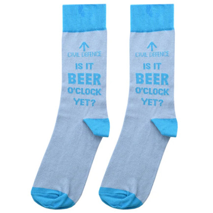 Civil Defence Men's Socks - Is It Beer O'Clock Yet (NEW)