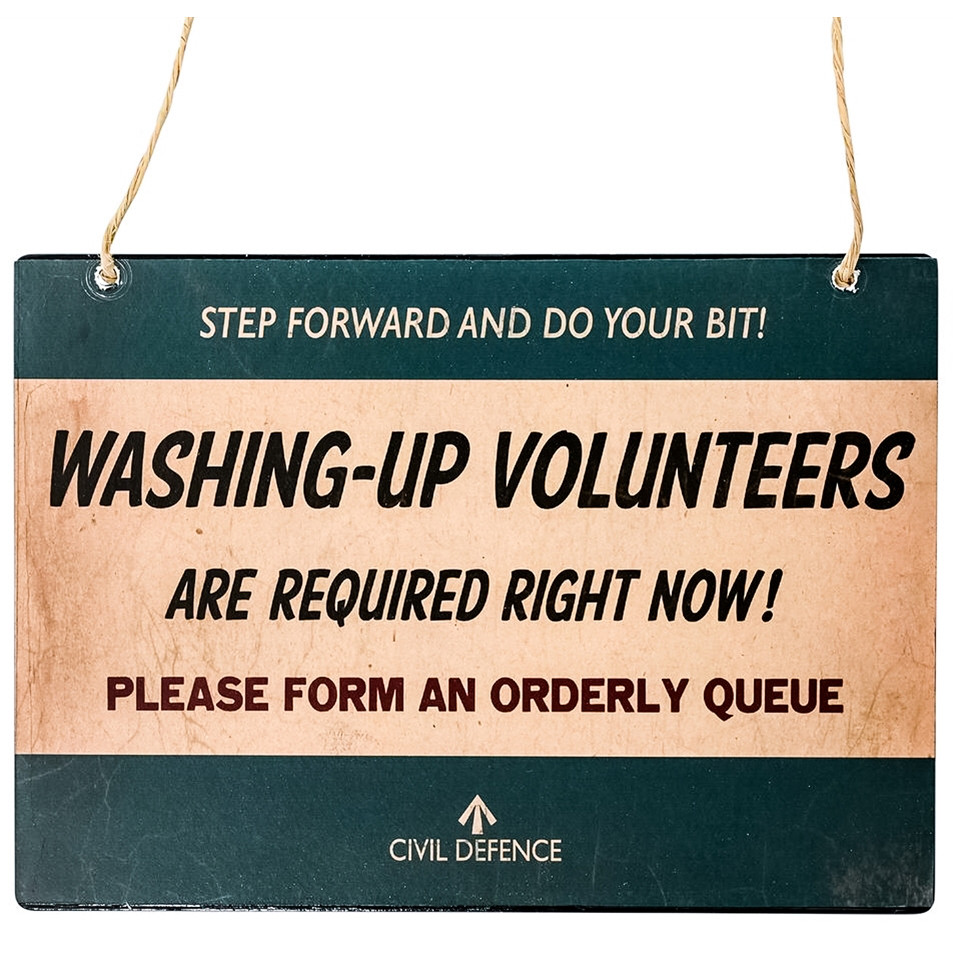 Civil Defence Metal Wall Plaque - Washing-Up Volunteers (300x210x5mm) (NEW)