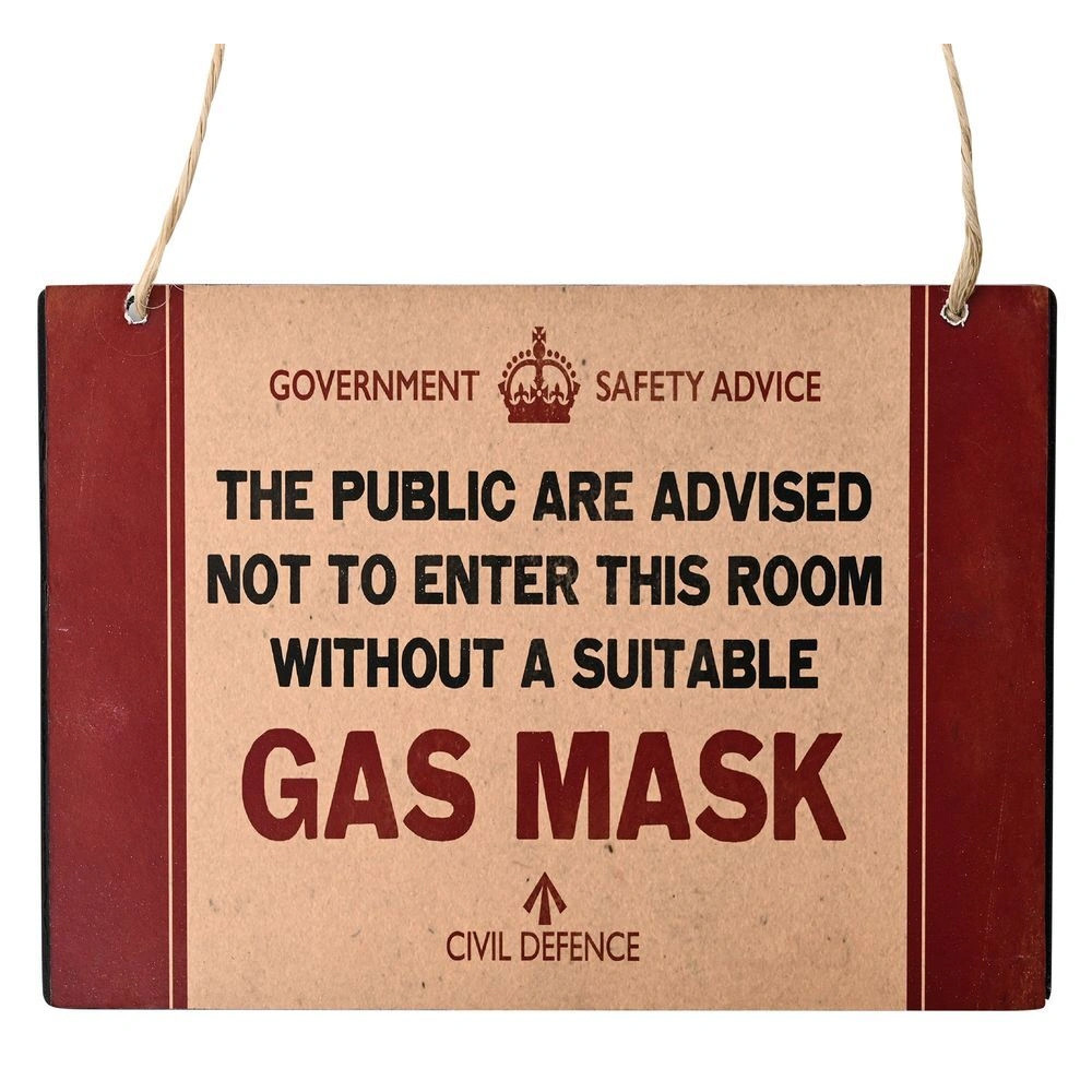 Civil Defence Metal Wall Plaque - Gas Mask (300x210x5mm) (NEW)