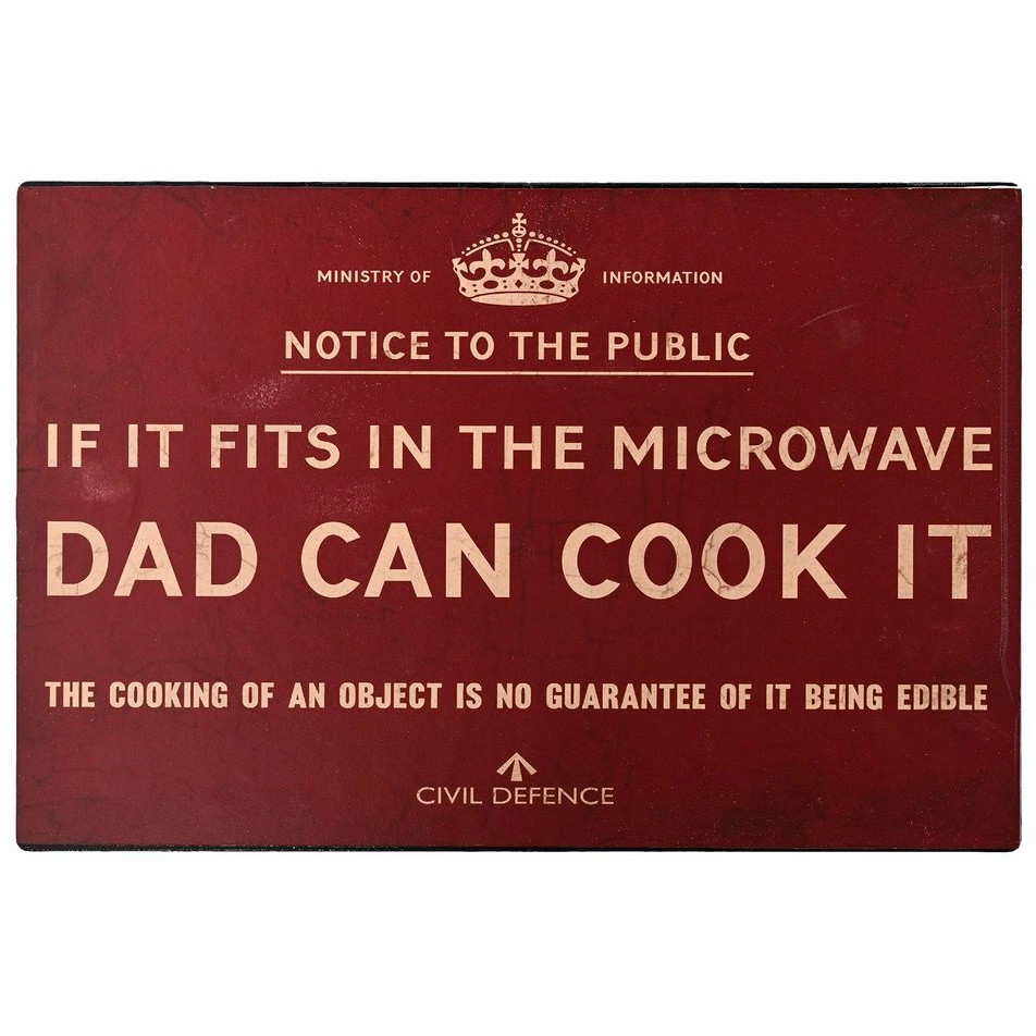 Civil Defence Metal Wall Plaque - Dad Microwave Cook (305x200x5mm) (NEW)