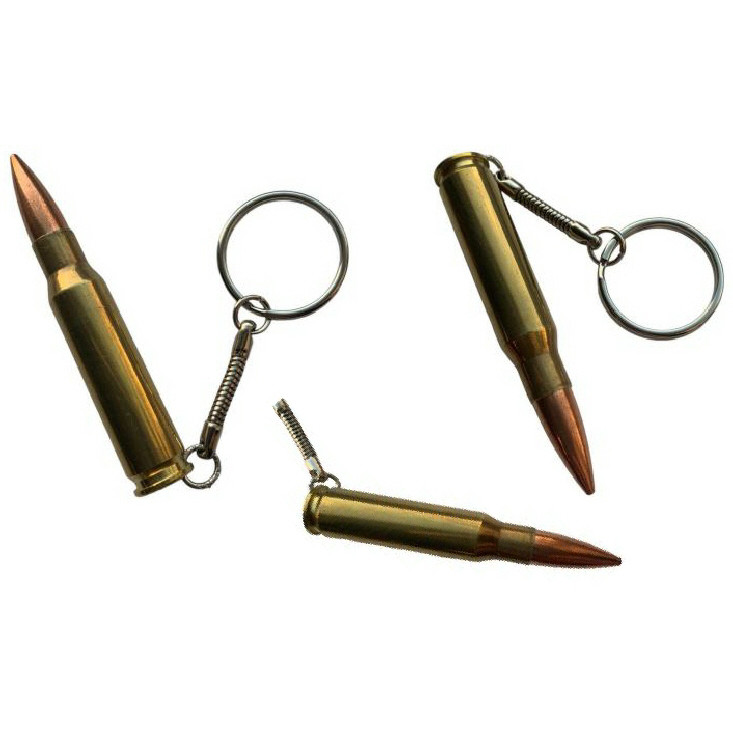 Keyring: 7.62 Brass Real Fired Bullet on Key Chain (styles vary)
