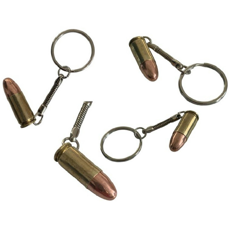 Keyring: 9mm Brass Real Fired Bullet on Key Chain (styles vary)