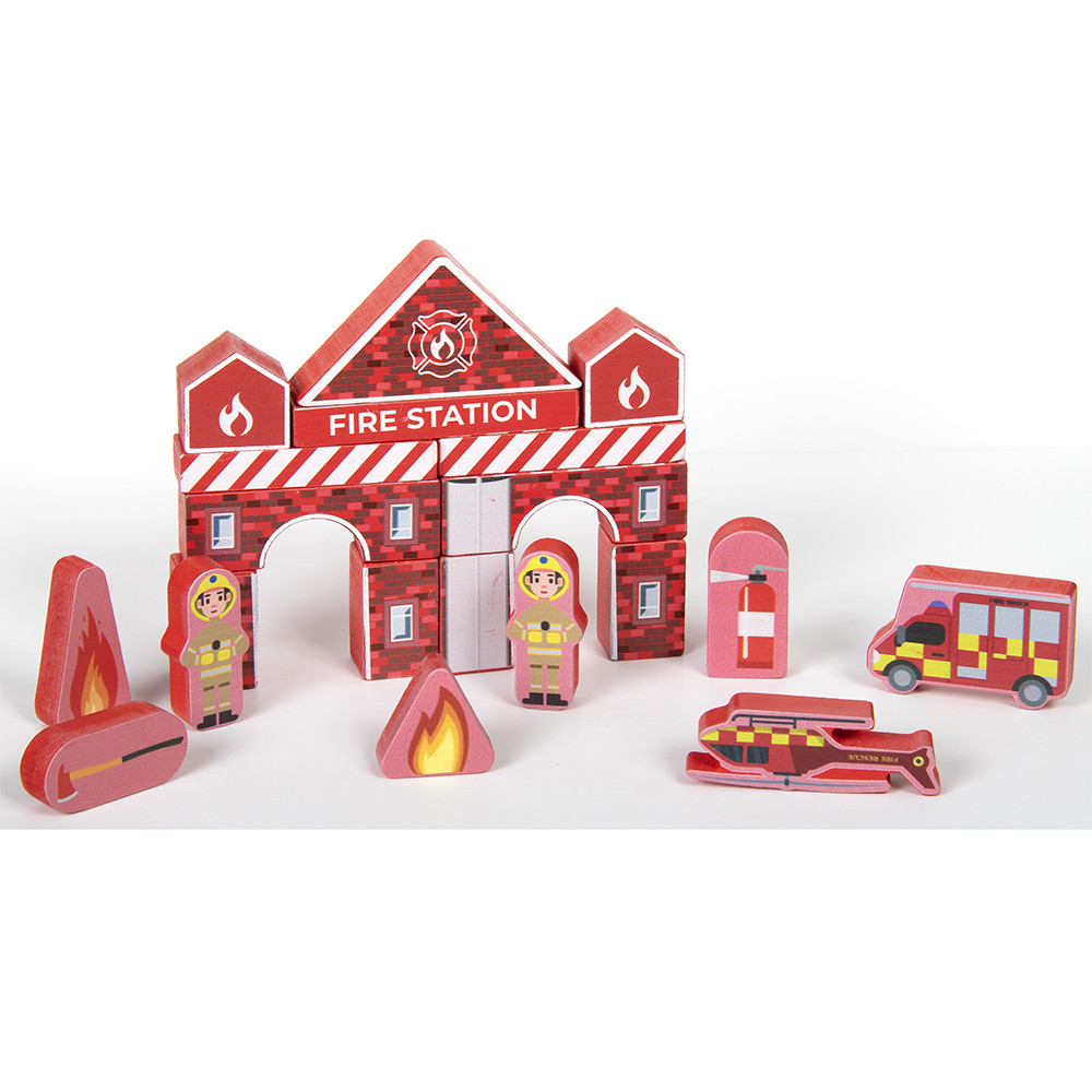 Wooden Retro Fire Station Blocks (NEW)