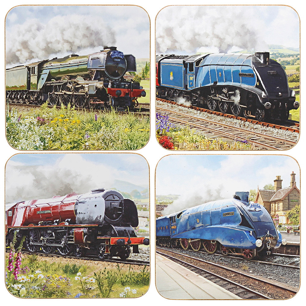 Classic Trains Coasters - Set of 4 (in window box) (11 x 11cm) (NEW)