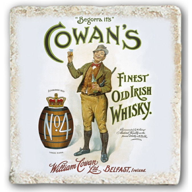 OMS Marble Coaster: Cowan's Finest Old Irish Whisky (E.O.L.) - SAVE 25% !!