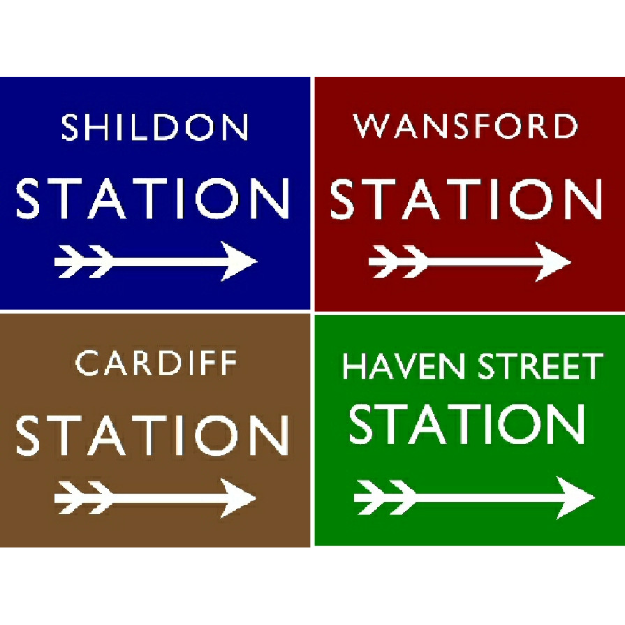 Medium Metal Sign (SP): Station Name (Direction Arrow) - Own Design (20 x 30cm)