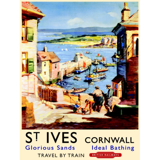 Mini Metal Sign (RL): St. Ives Cornwall - Travel By Train