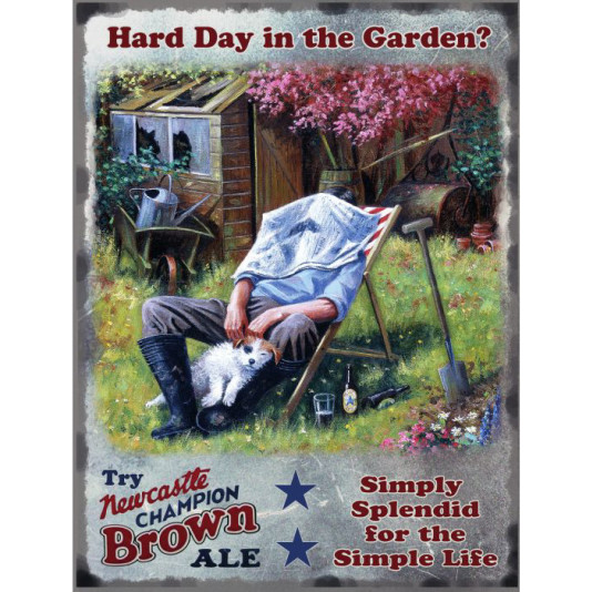 Mini Metal Sign (FH): Newcastle Brown Ale - Garden