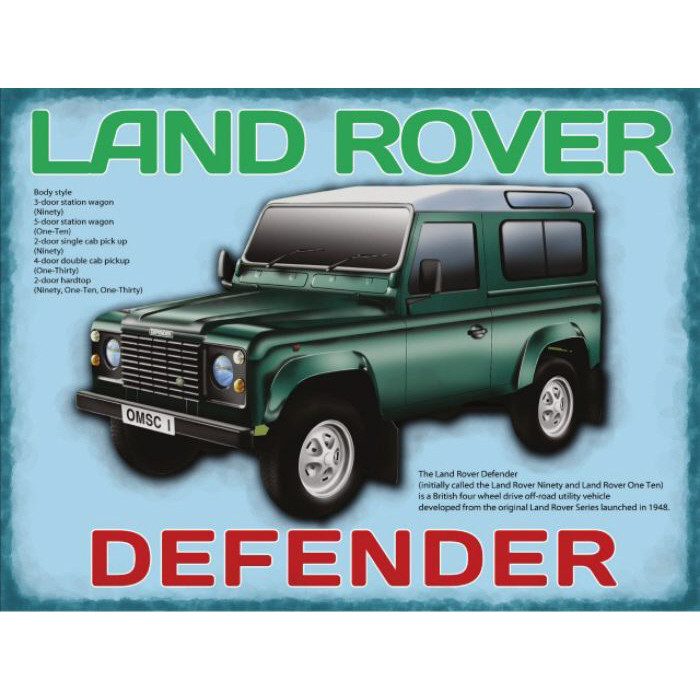 Mini Metal Sign (CM): Land Rover Defender (NEW)