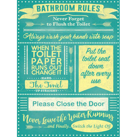 Mini Metal Sign (FH): Bathroom Rules