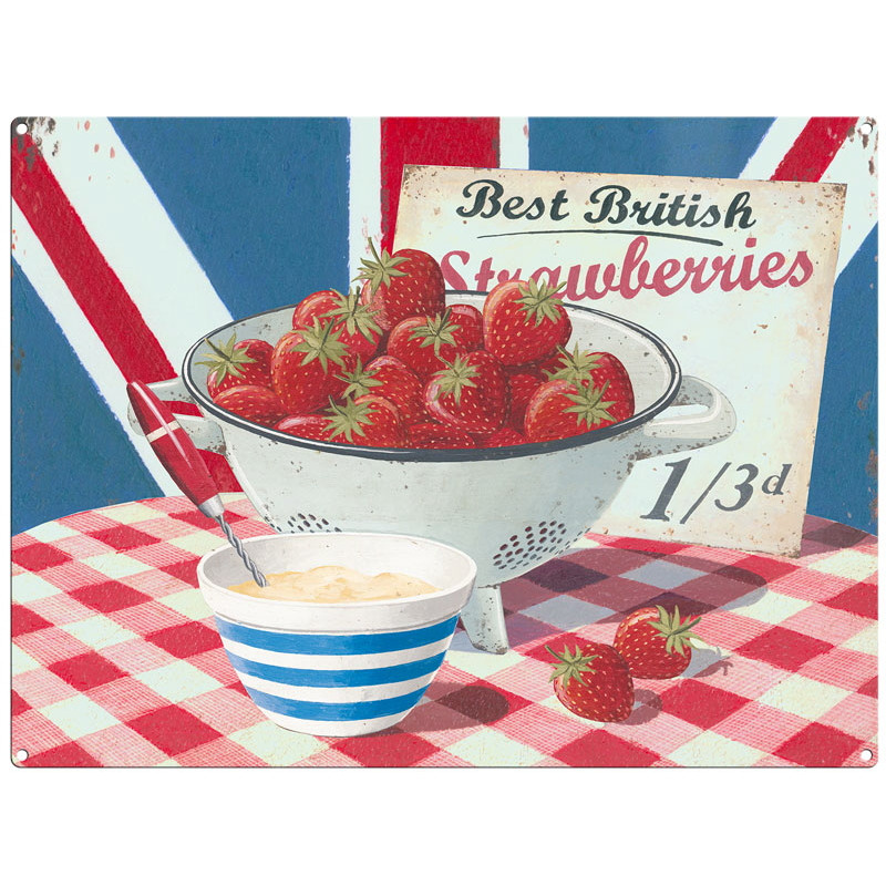 Mini Metal Sign (FH): Best British Strawberries