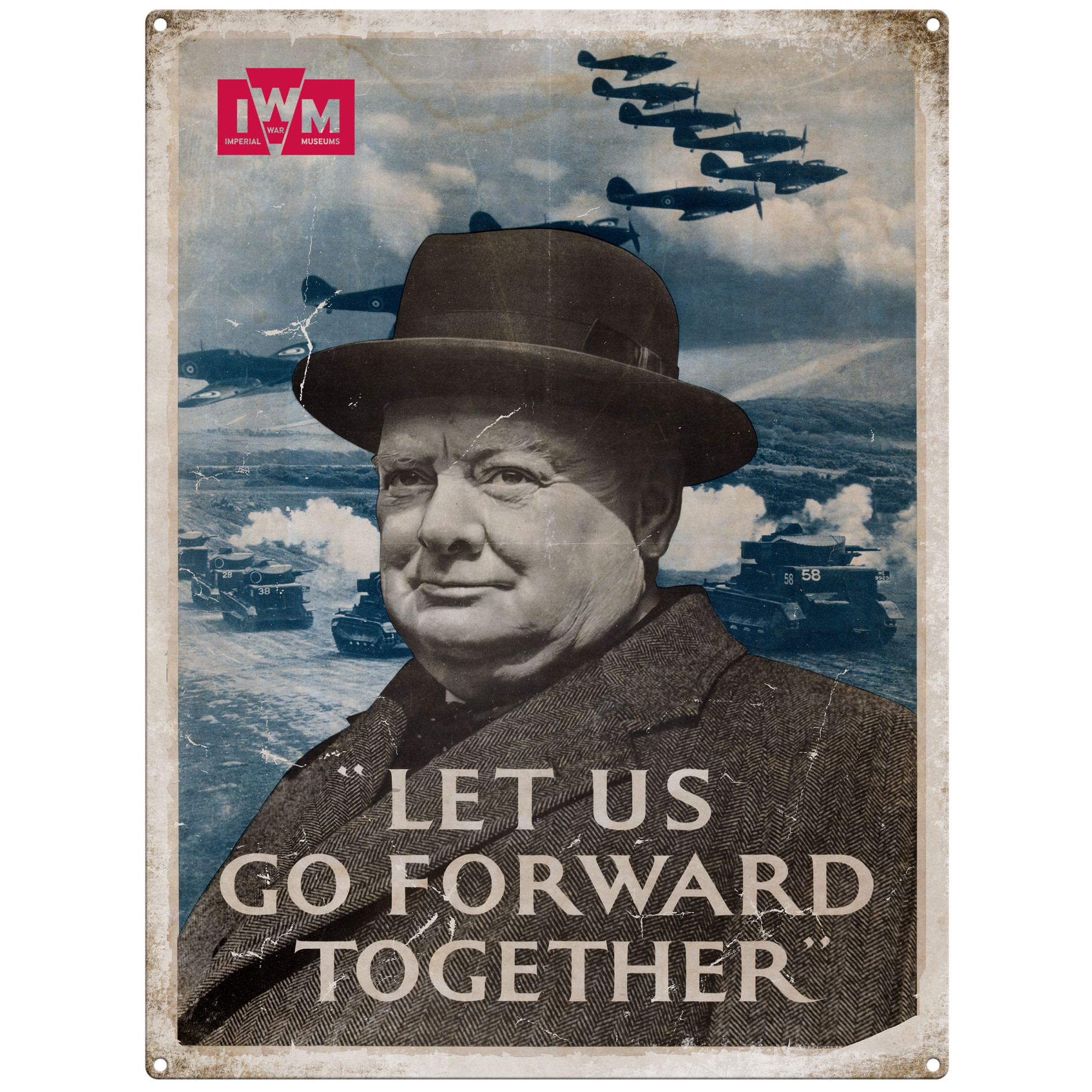 Mini Metal Sign (IWM): Winston Churchill - "Let Us Go Forward Together"