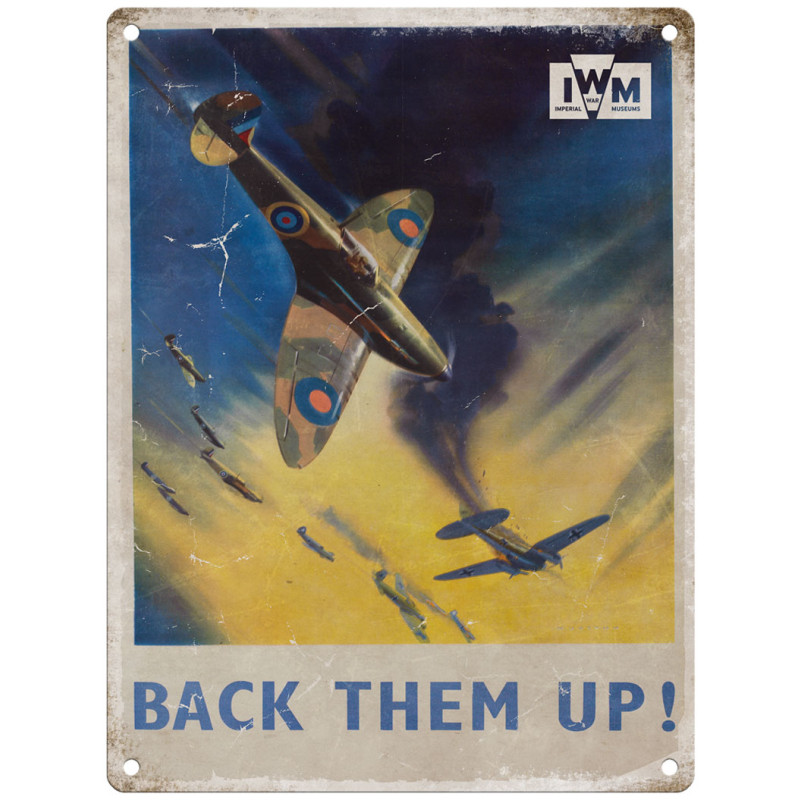 Mini Metal Sign (IWM): Spitfire - Back Them Up!