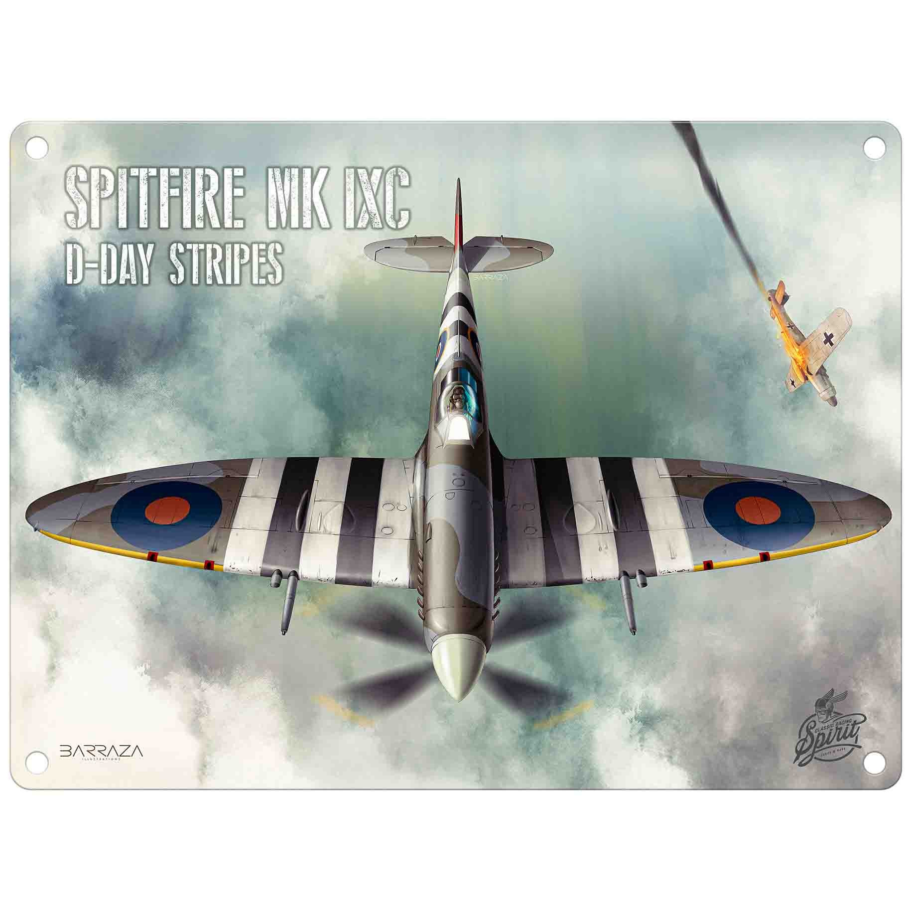 Mini Metal Sign (AE): Spitfire MK IXC D-Day Stripes (NEW)
