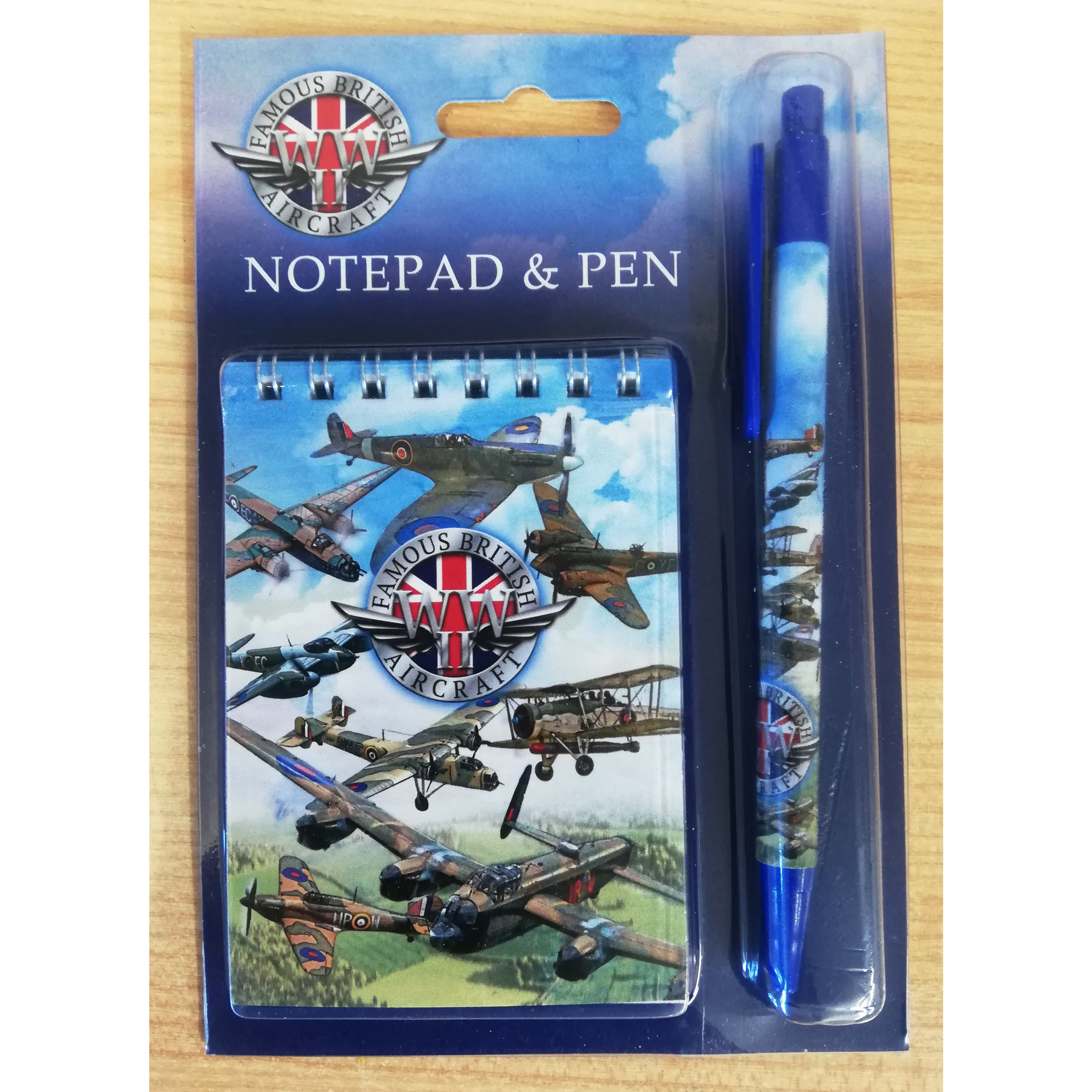 Famous British Aircraft WWII Spiral Bound Notepad & Pen Set