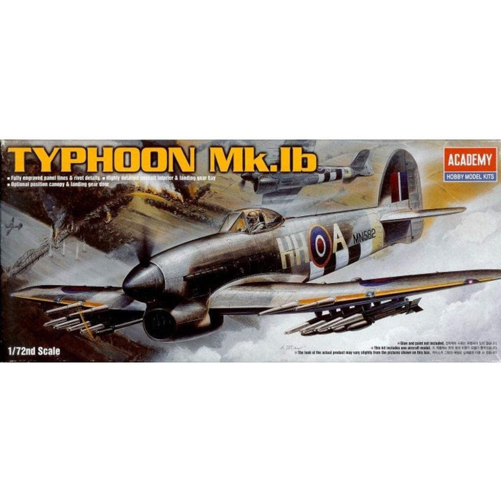 Academy 1:72 Aircraft Kit - British RAF Hawker Typhoon Mk.Ib Fighter Bomber Aircraft