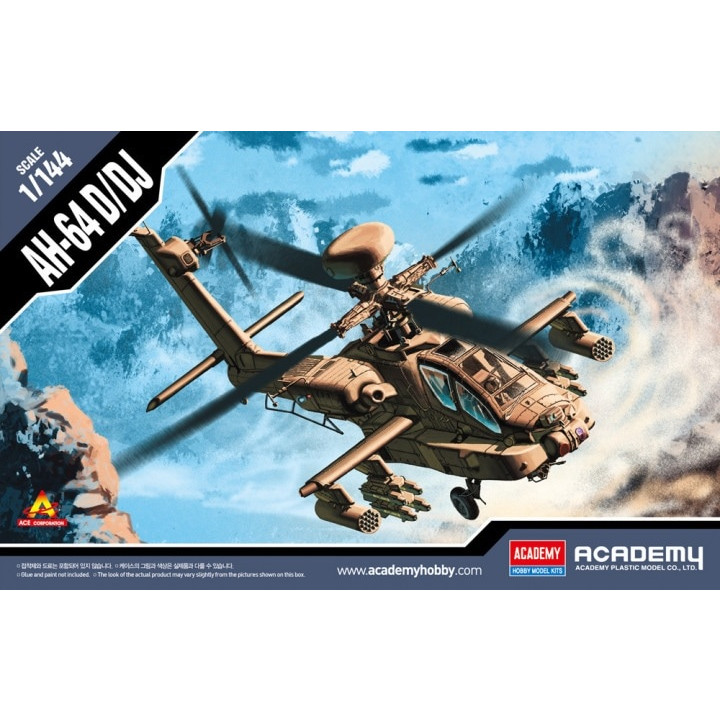 Academy 1:144 Aircraft Kit - US Army AH-64D/DJ Apache Helicopter