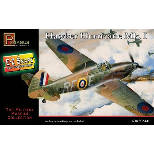 Pegasus 1:48 Snap-Together Kit - British RAF Hawker Hurricane Mk I Fighter Aircraft