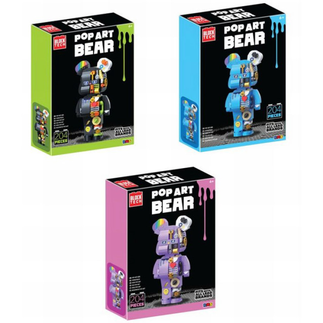 Block Tech Pop Art Bear Kit Small 204 Pcs (3 asstd.) (22x15x5cm) (6+ YRS)