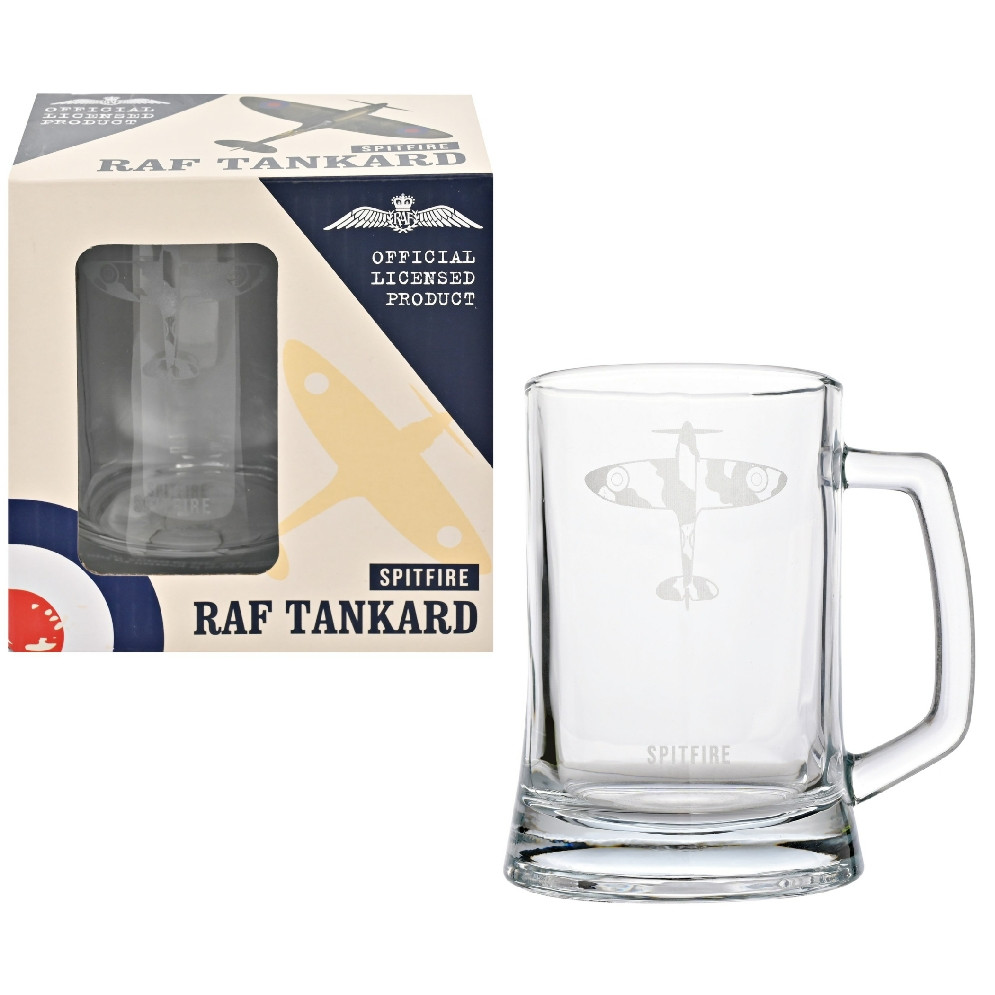RAF Etched Glass Tankard - Spitfire (135x125x100mm) (boxed)