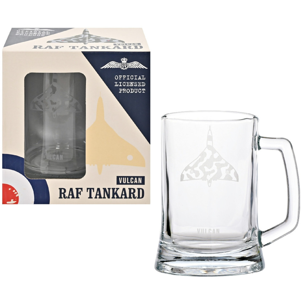 RAF Etched Glass Tankard - Vulcan (135x125x100mm) (boxed)