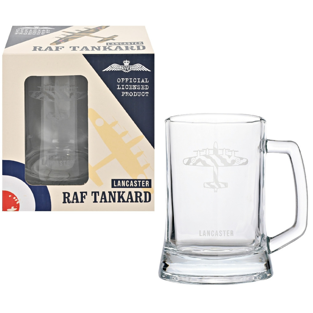 RAF Etched Glass Tankard - Lancaster Bomber (135x125x100mm) (boxed)