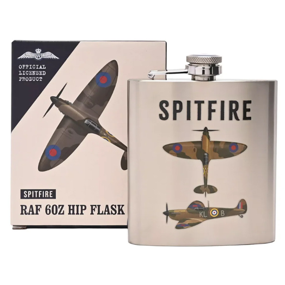 RAF Hip Flask 6oz - Spitfire (115x90x20mm) (boxed) (NEW)