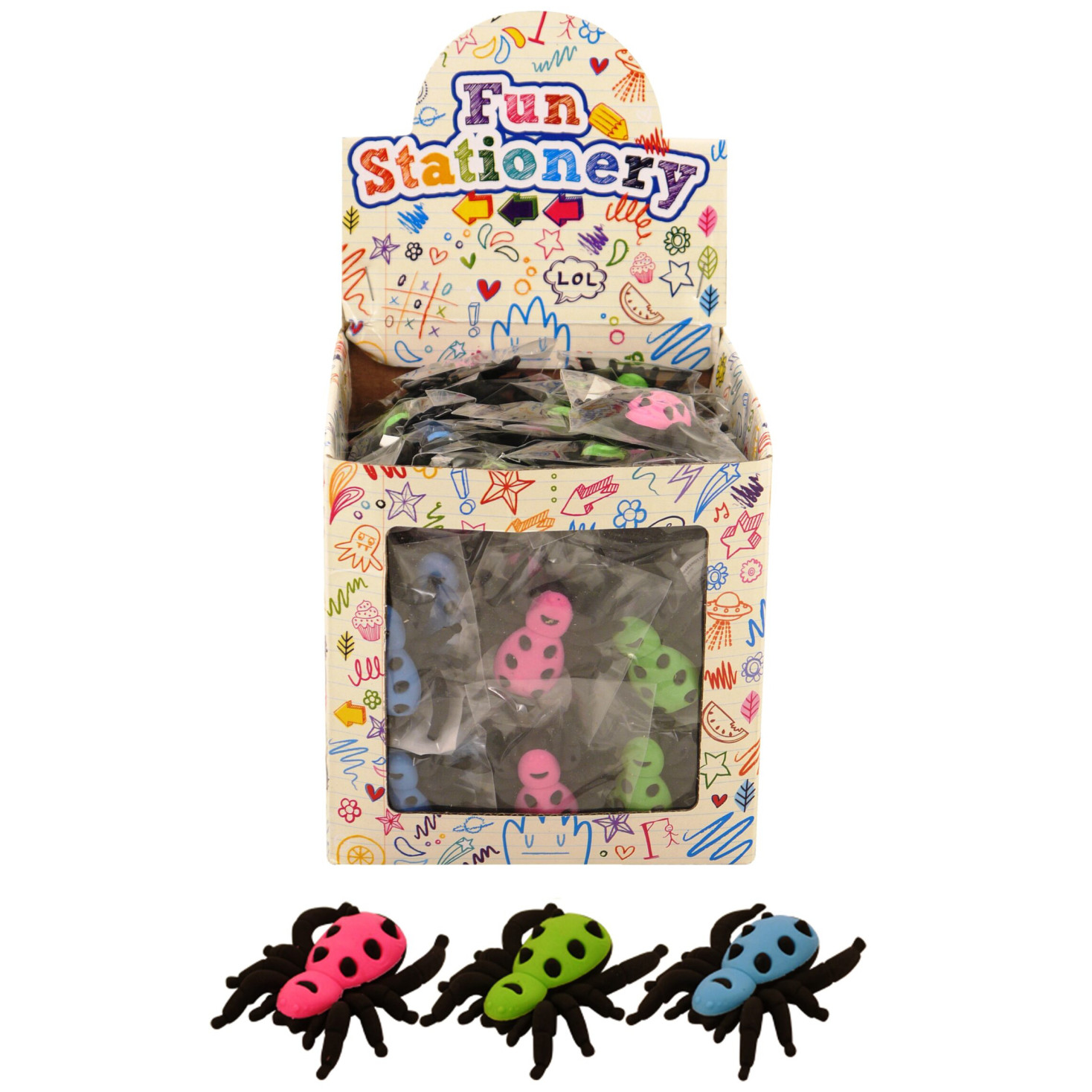 Halloween Spider Erasers (5.5cm) (3 asstd.) (CDU) (NEW)