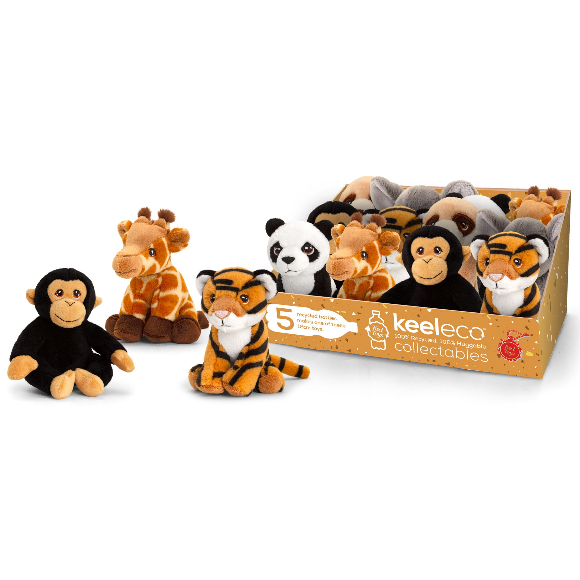 Keeleco Collectables 100% Recycled Soft Toy: Wild Animals 12cm (6 asstd.) (CDU)