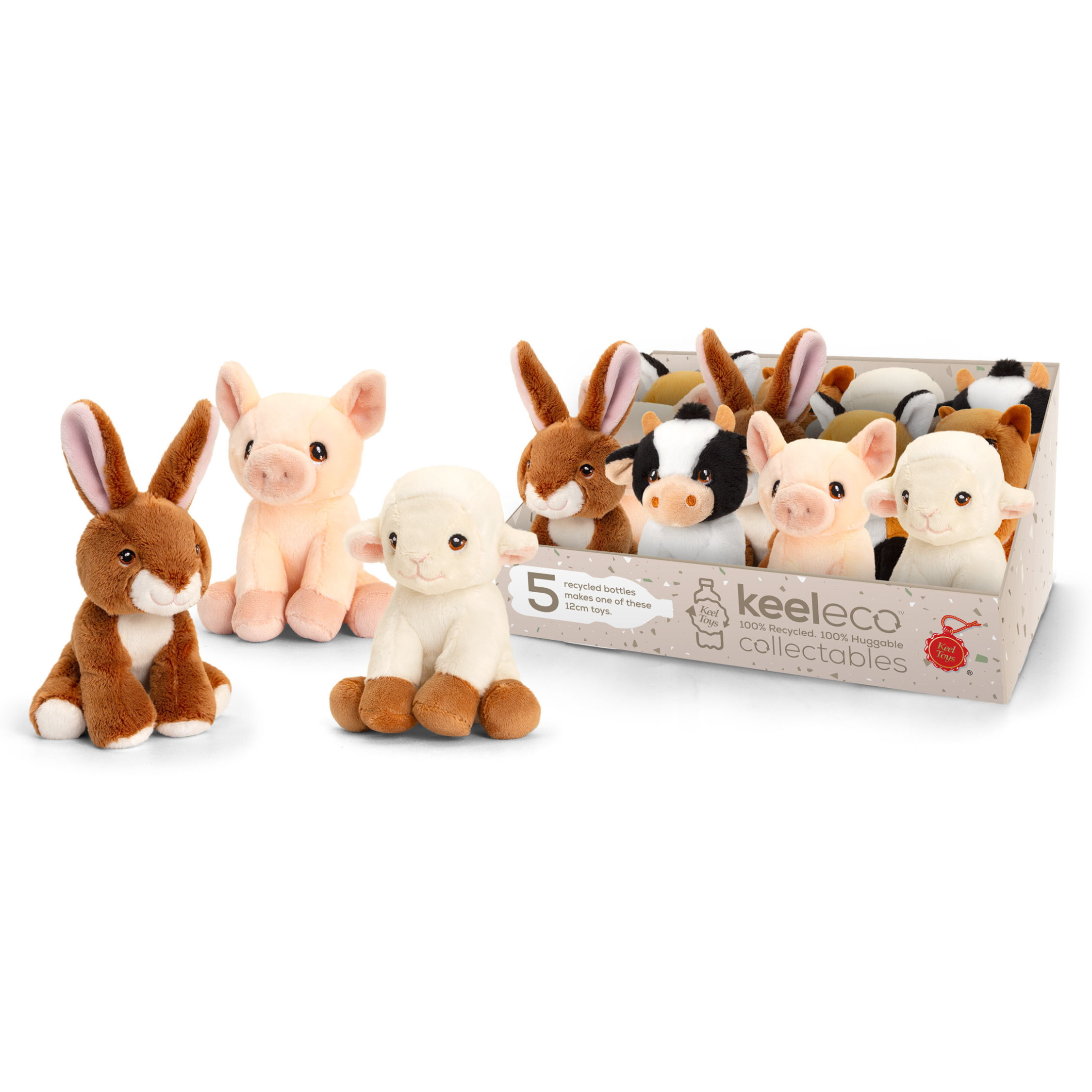 Keeleco Collectables 100% Recycled Soft Toy: Farm Animals 14cm (6 asstd.) (CDU)