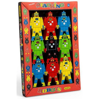 Schylling Wood Stacking Robots - Set of 9 (29x20x2.5cm) (3+ YRS) (E.O.L.) - SAVE 15% !!