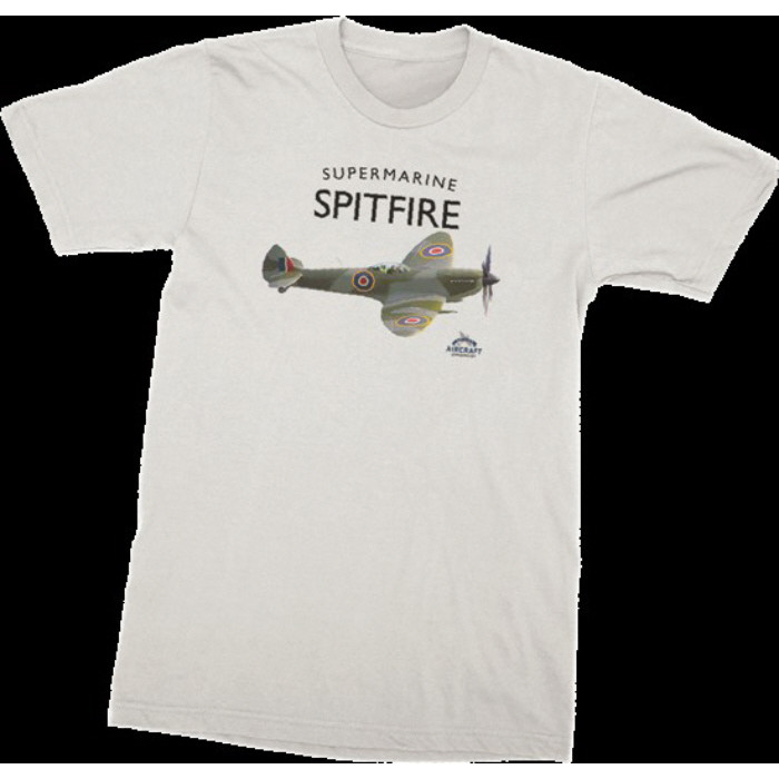 British Aircraft of WWI & WWII T-Shirt: Spitfire (White) - Small