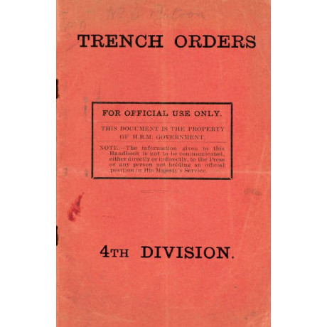 Replica Booklet: Trench Orders (WW1 4th Division)
