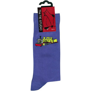 Socks Adults Size 6-11: Steam Train - Yellow Narrow Gauge (The Tie Studio)