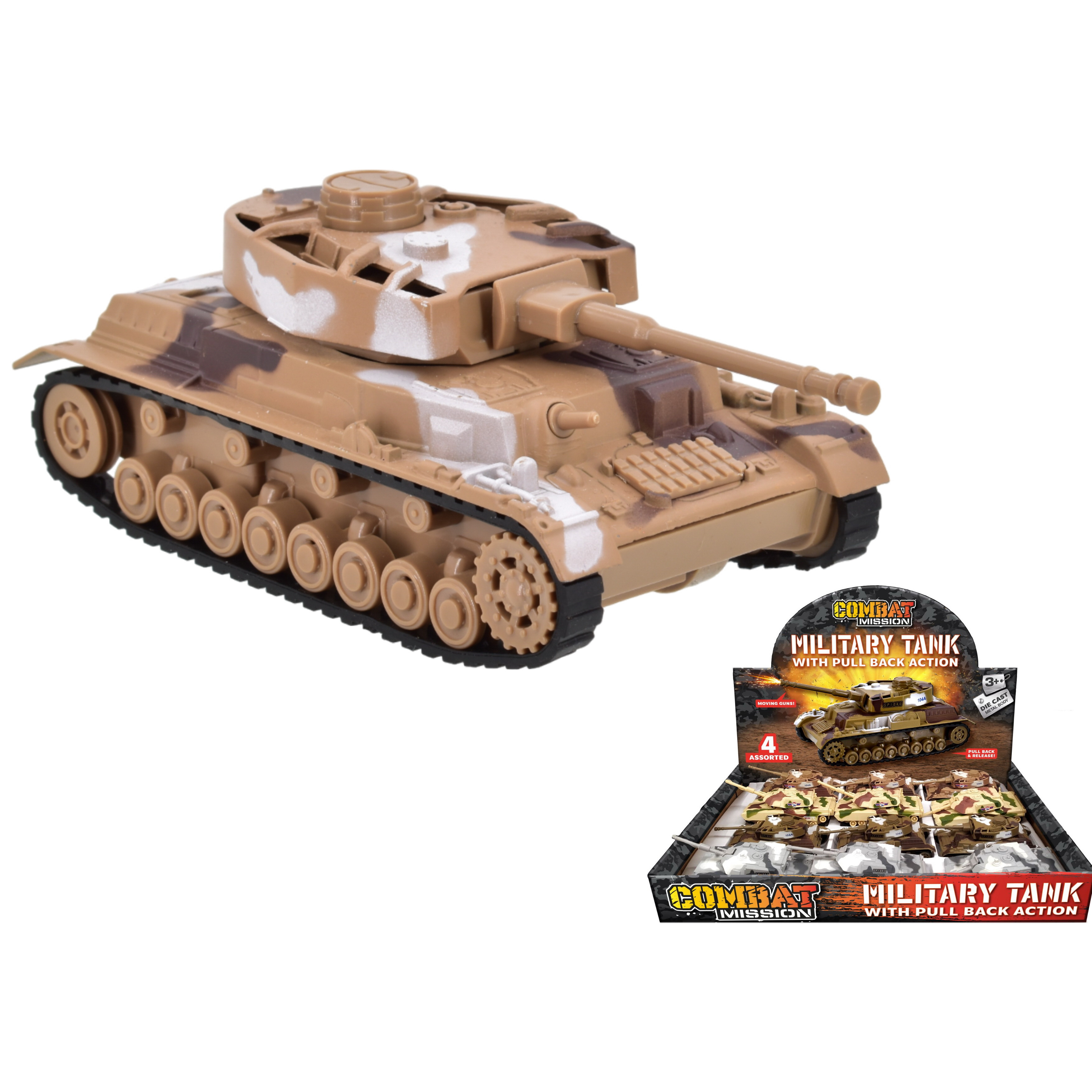 Combat Mission Military Tank Die-Cast Pull Back (4 asstd.) (CDU) (3+ YRS)