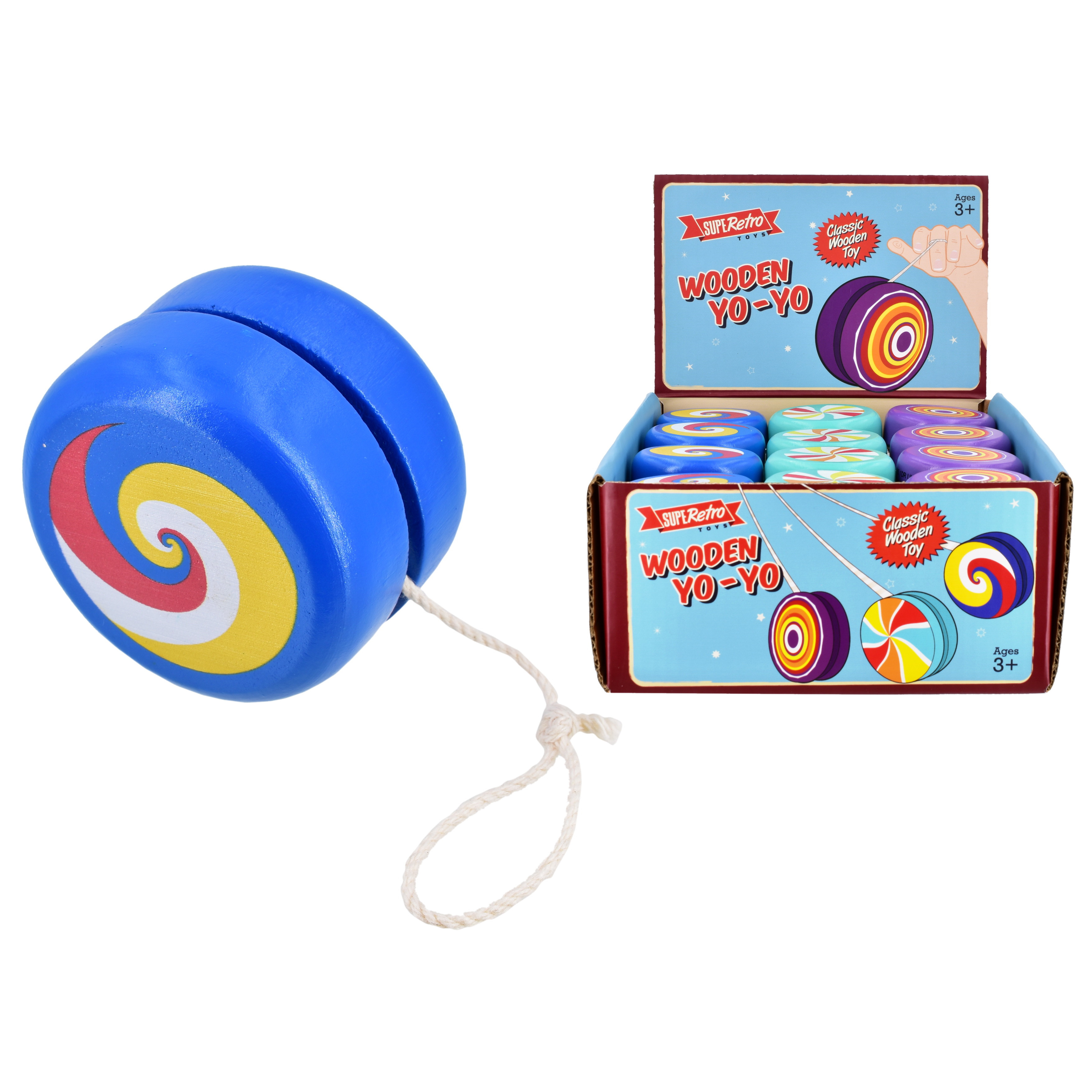 SupeRetro Wooden Yo-Yo (3 asstd.) (CDU)