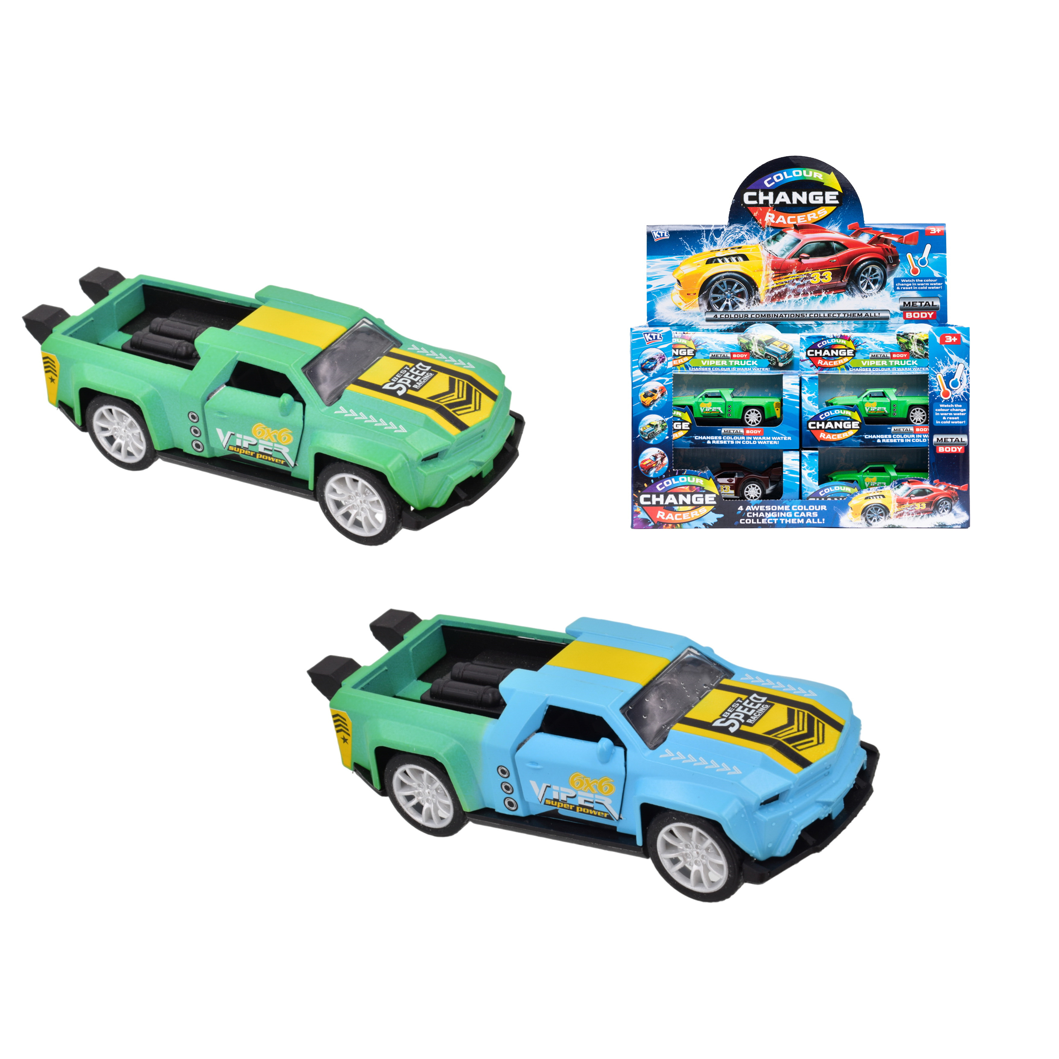 Colour Change Racers Cars 16cm (4 asstd.) (ind. Boxed in CDU)
