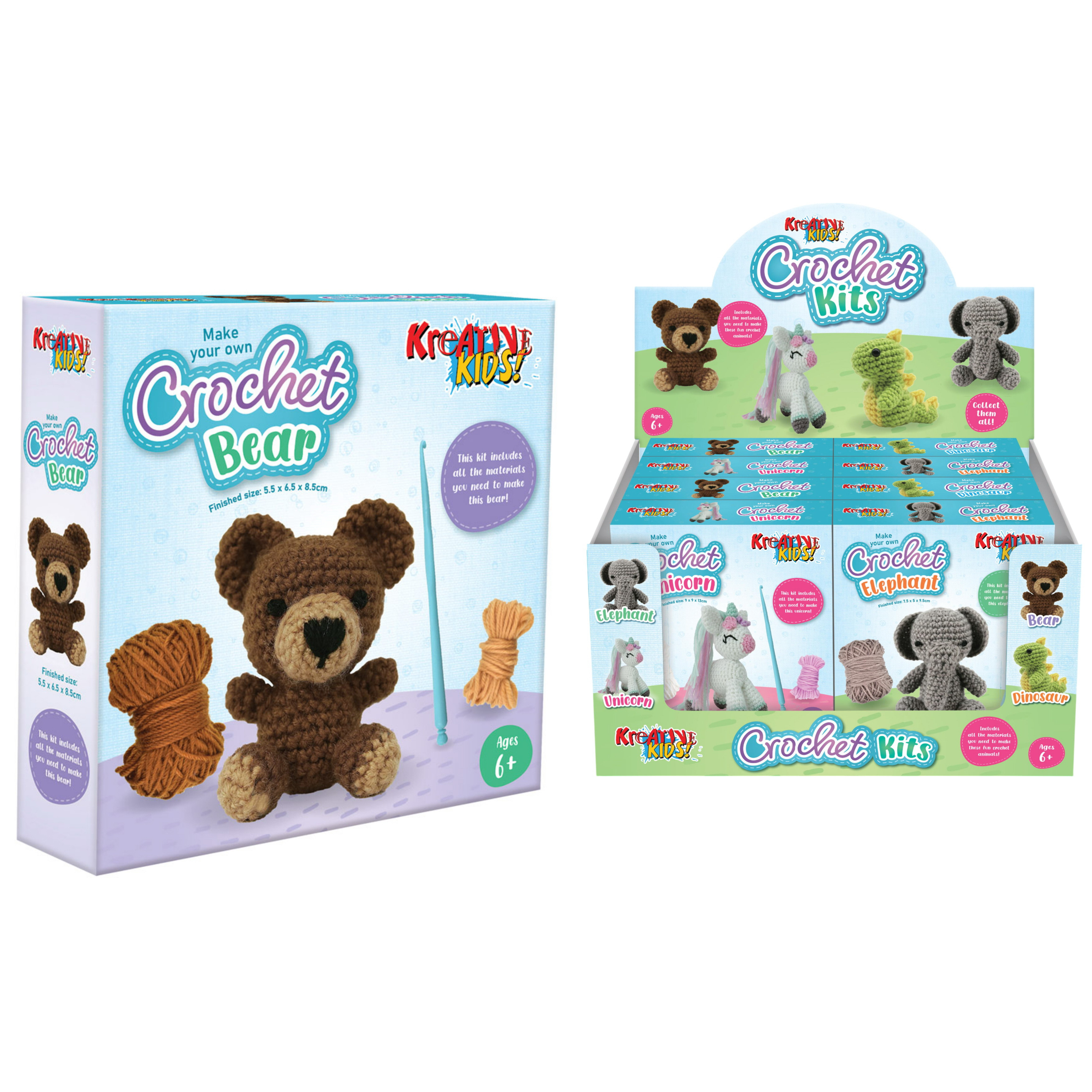 Kreative Kids Animal Crochet Kits in Printed Box (4 asstd.) (CDU) (NEW)