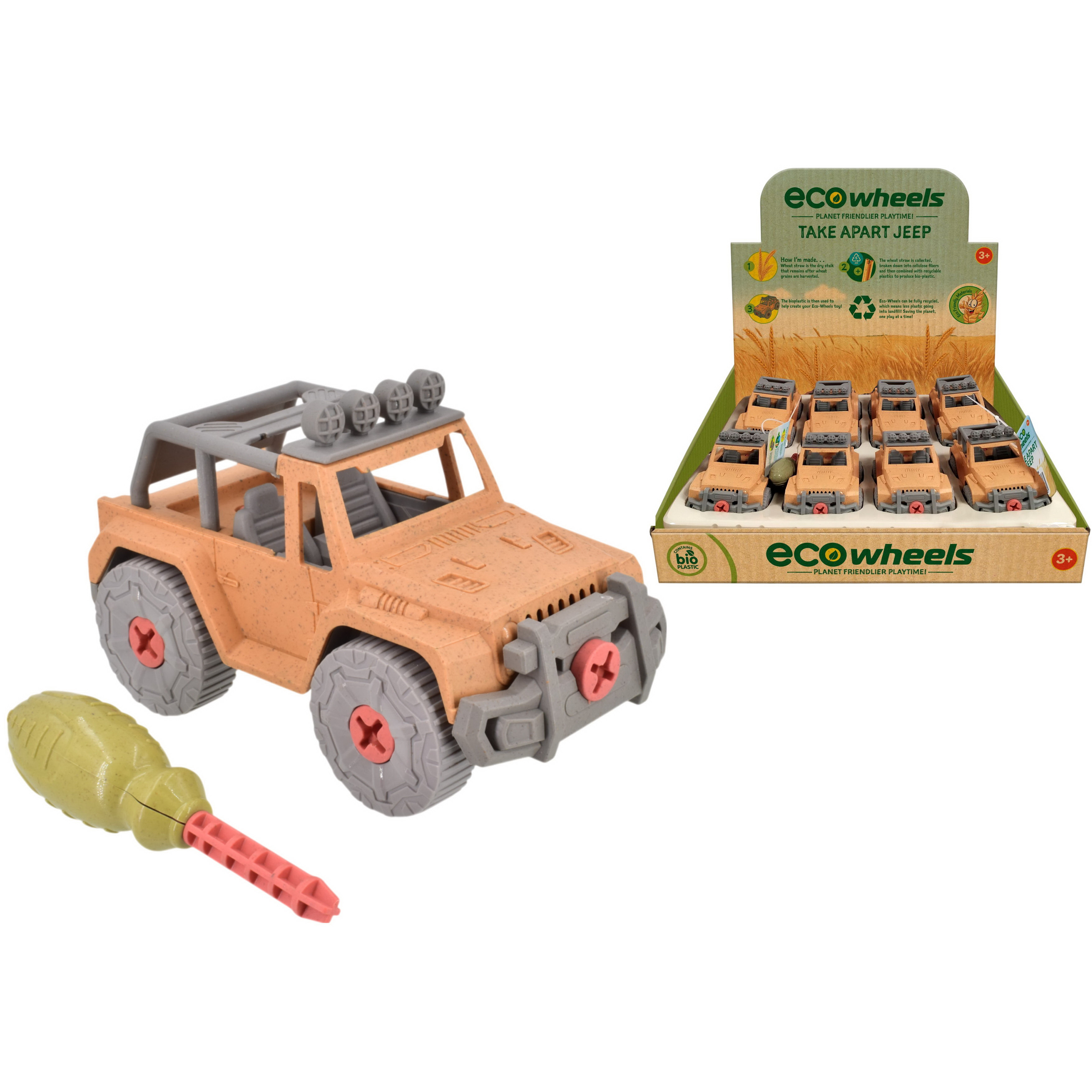 Eco Wheels Bio Plastic Take-Apart Jeep 14cm (CDU) (3+ YRS) (NEW)