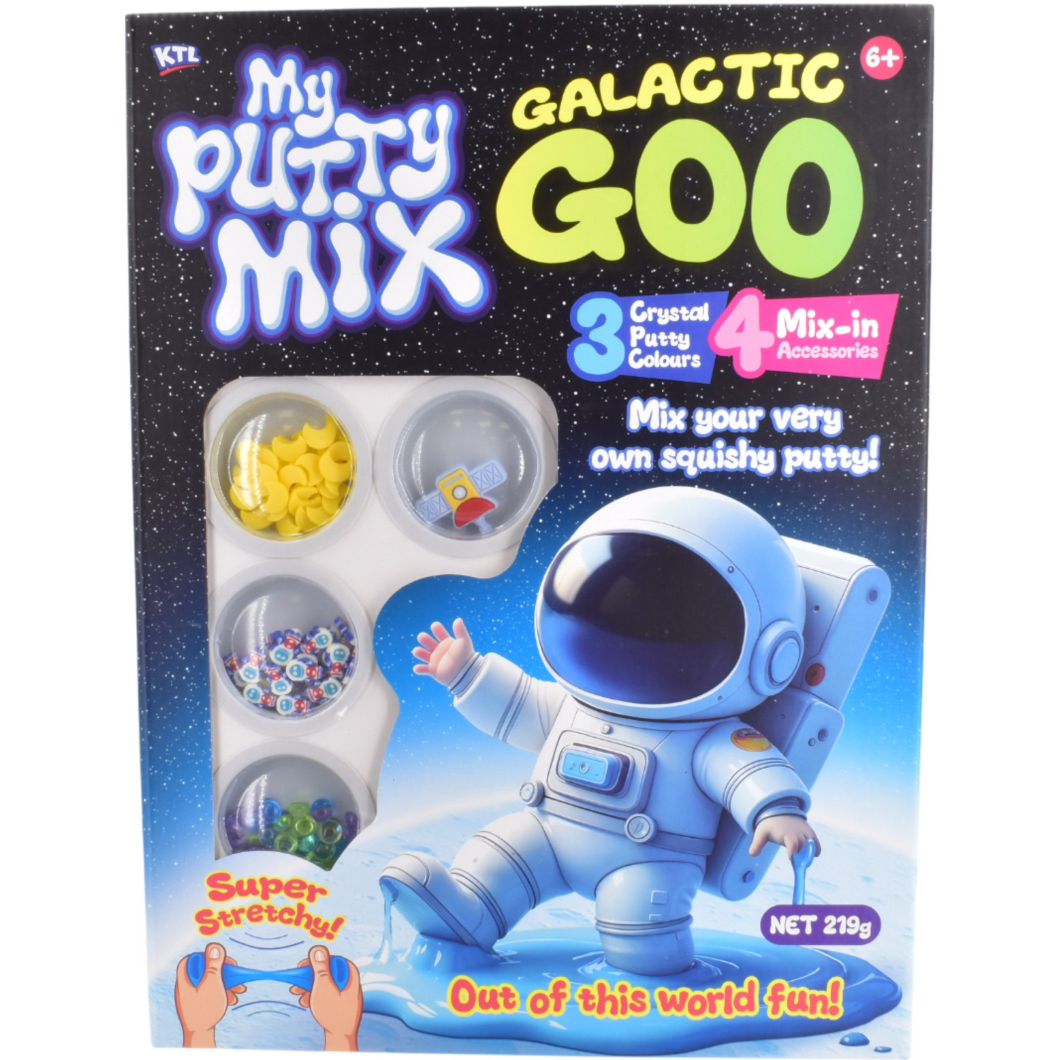 My Putty Mix Galactic Goo 219g (3 Colours, 4 Mix-In Accessories) (31.7x23.5x4.5cm) (6+ YRS) (Due In)