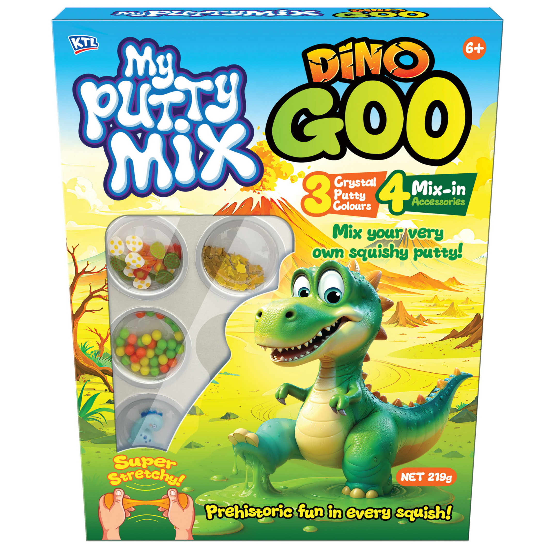 My Putty Mix Dino Goo 219g (3 Colours, 4 Mix-In Accessories) (31.7x23.5x4.5cm) (6+ YRS) (Due In)