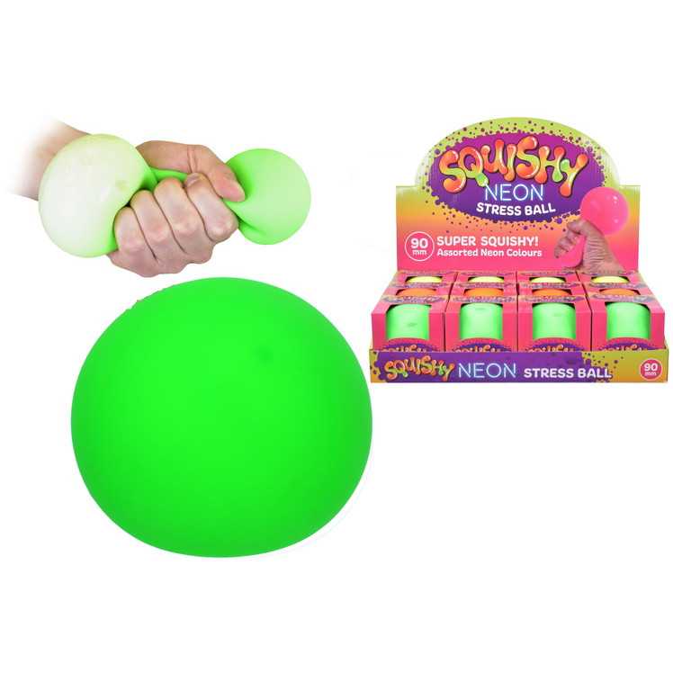 Super Squishy 90mm Neon Stress Ball (3 asstd.) (CDU)