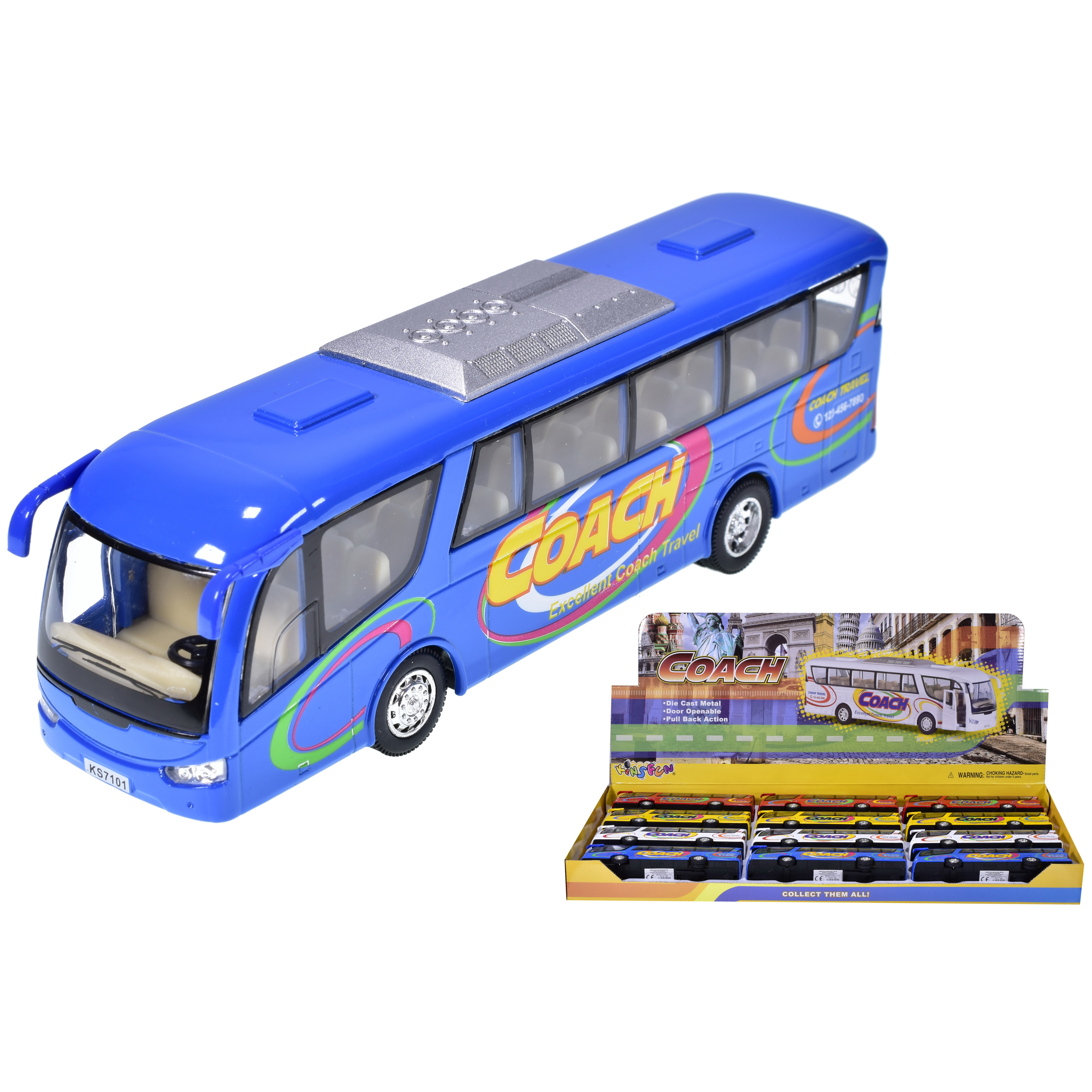 Die-Cast Pull-Back Coach 18cm (display box)