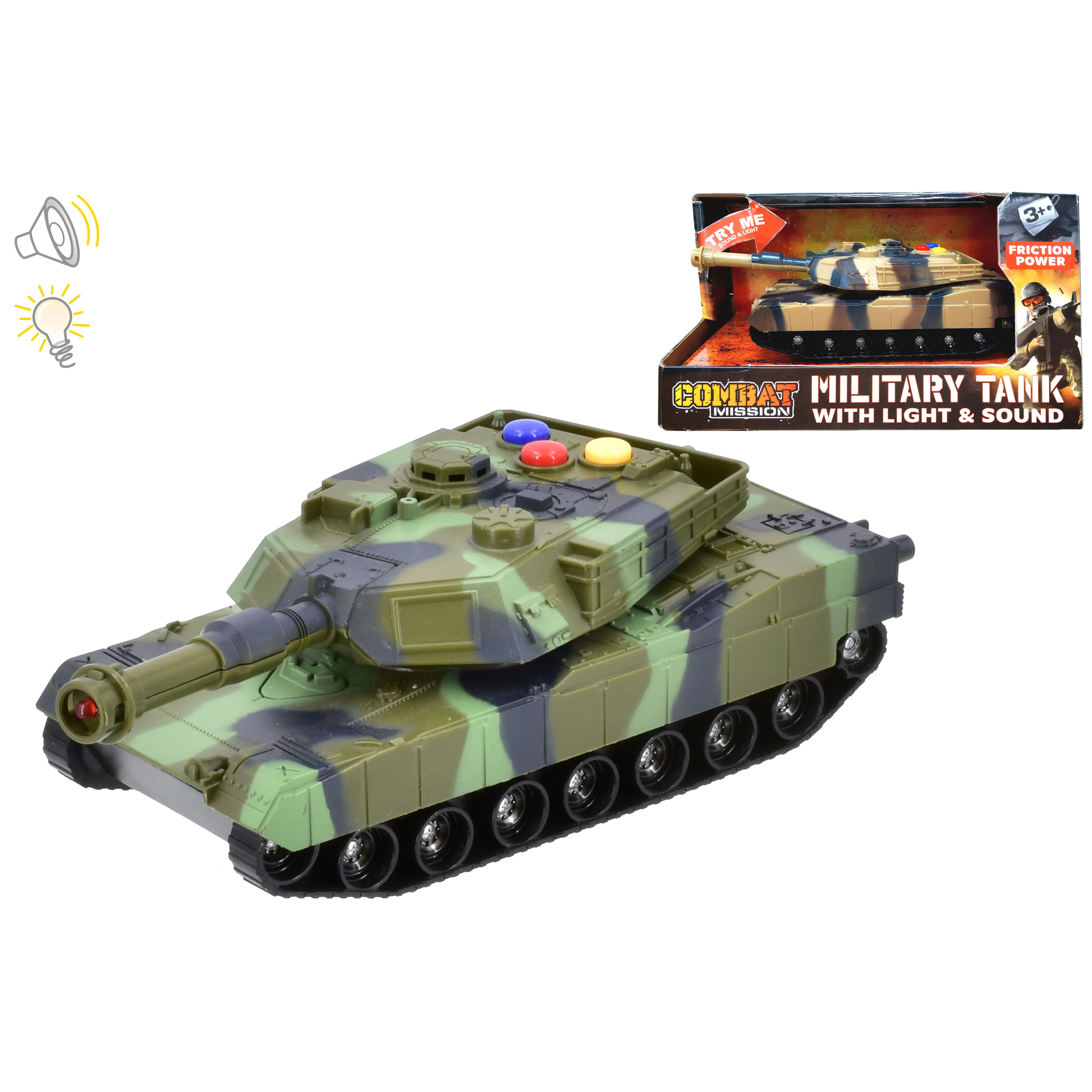 Combat Mission Friction Military Tank 1:32 with Light & Sound (2 asstd.) (boxed) (3+ YRS)