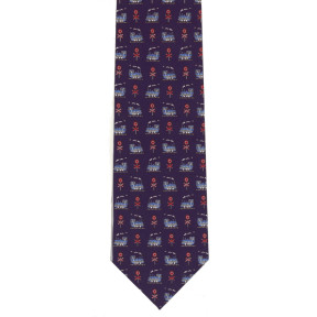 Men's Tie: Steam Trains with Crossing (Blue)