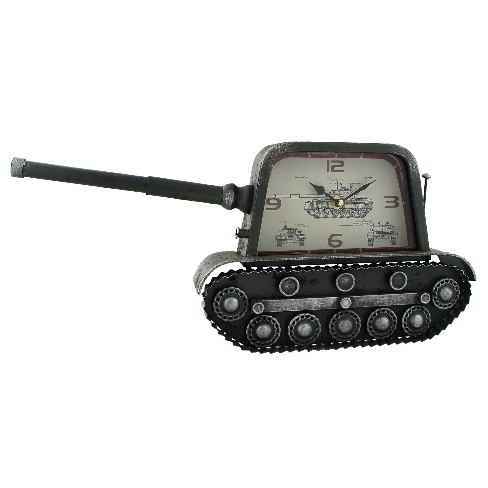 Hometime Metal Mantel Clock - Military Tank (21x48x8.5cm)