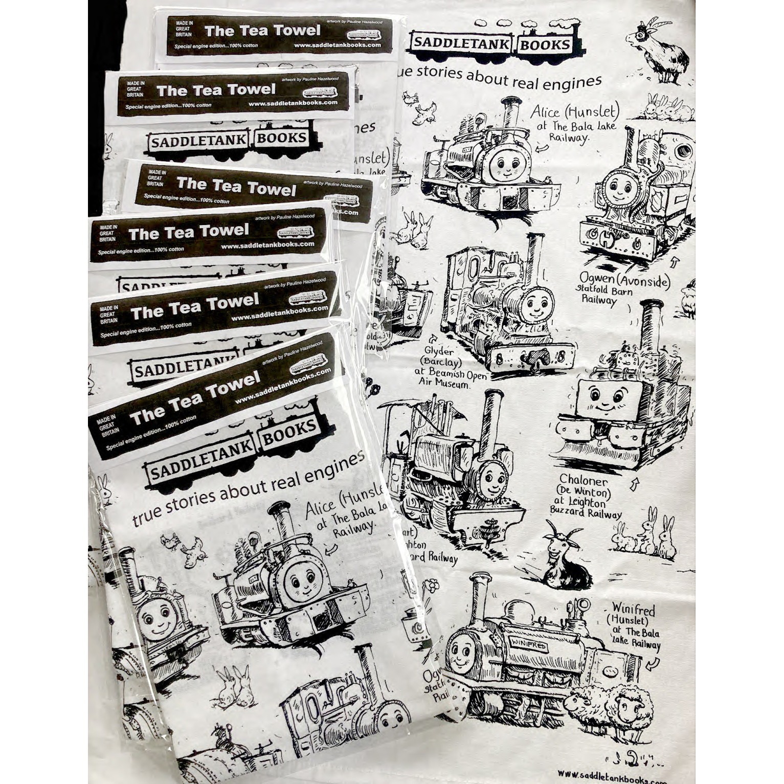 Saddletank Books Engines Tea Towel (in celo header bag) (NEW)