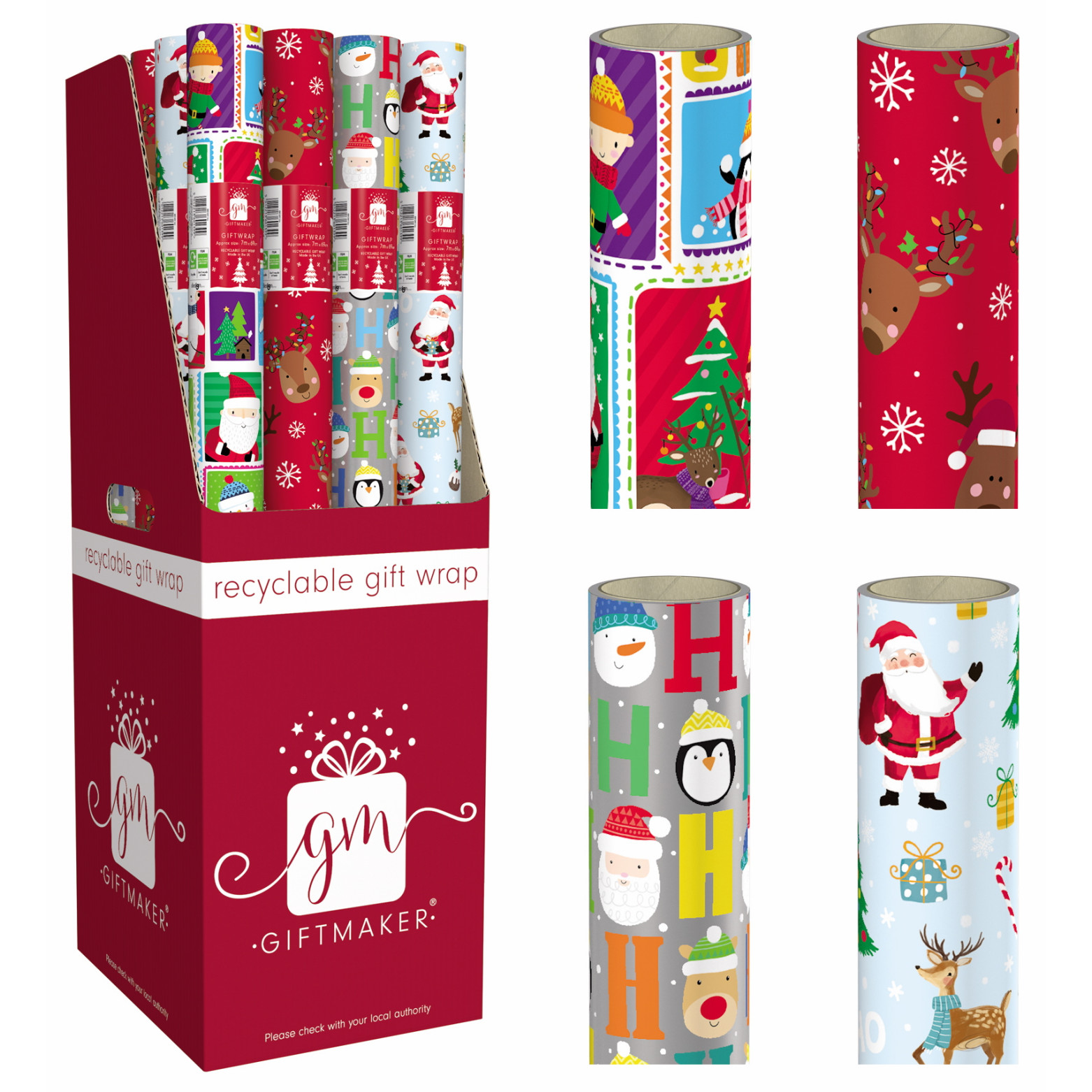 Xmas Roll Wrap 7m - Cute Children's Designs XBFGW126 (4 asstd.) (NEW)